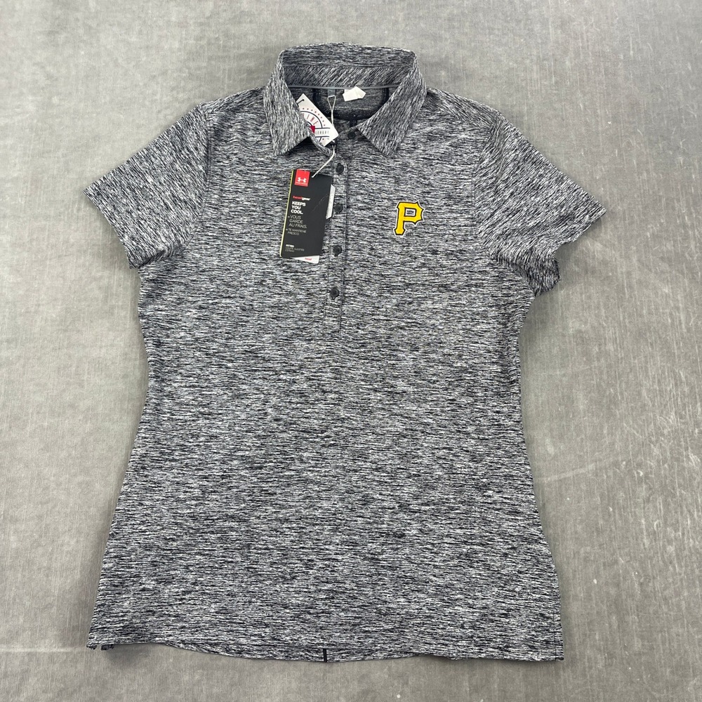 Pittsburgh Pirates MLB Under Armour Women‎ Medium Grey Polo HeatGear Space Dye